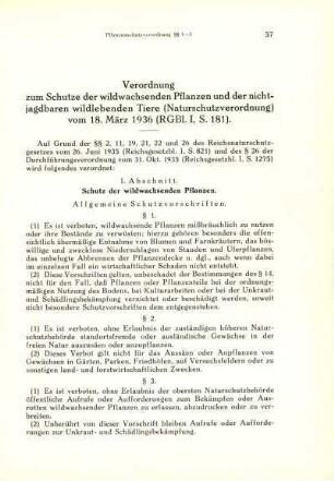 Naturschutzverordnung vom 18. März 1936