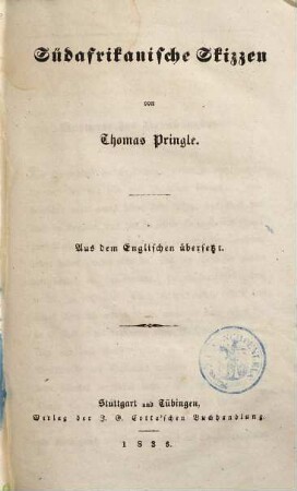 Südafrikanische Skizzen : Aus dem Englischen