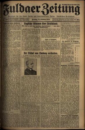 Erste Ausgabe vom Freitag, den 31. Oktober 1930.