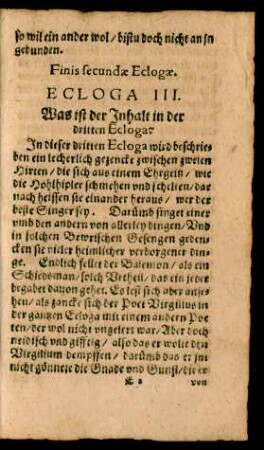 Ecloga III. Was ist der Inhalt in der dritten Ecloga?