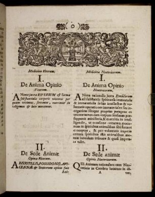 I. De Anima Opinio Veterum. / I. De Anima Opinio Neotericorum. - XXXIX. De Nutritione Opinio Veterum. / XXXIX. De Nutritione Opinio Neotericorum.