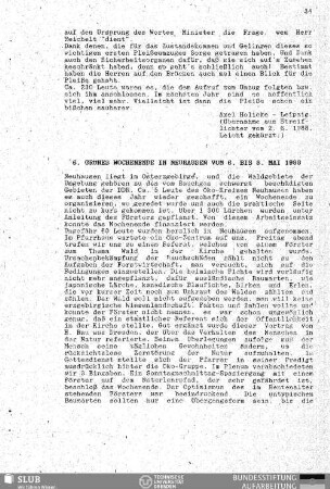 6. Grünes Wochenende in Neuhausen vom 6. bis 8. Mai 1988
