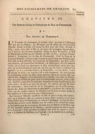 Chapitre VII. Des Intérets Droits & Prétensions du Roi de Dannemark.