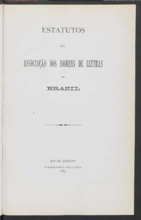 Estatutos da Associação dos Homens de Lettras do Brazil
