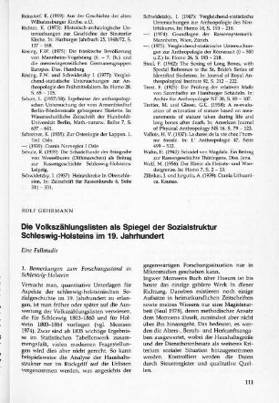 Die Volkszählungslisten als Spiegel der Sozialstruktur Schleswig-Holsteins im 19. Jahrhundert