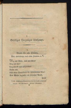 I. Geselliges Vergnügen überhaupt