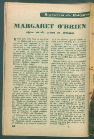 Margaret O'Brien sigue siendo precoz en encantos : Repostería de Hollywood