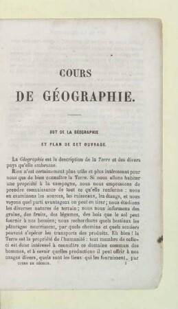 But de la géographie et plan de cet ouvrage