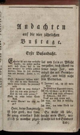 Andachten auf die vier jährlichen Bußtage.