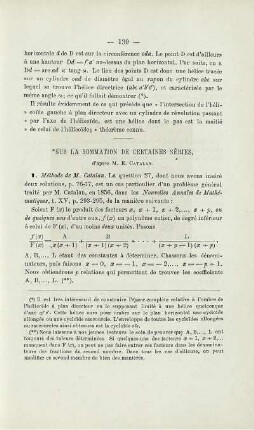 SUR LA SOMMATION DE CERTAINES SÉRIES.