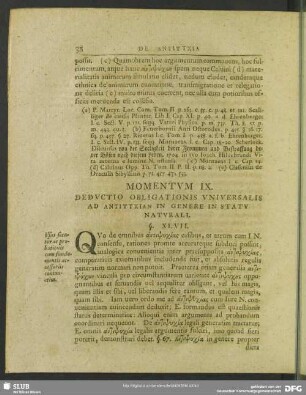 Momentum IX. Deductio Obligationis Universalis Ad ΑΝΤΙΨΥΧΙΑN In Genere In Statu Naturali