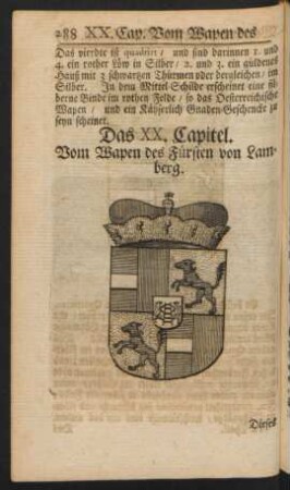 Das XX. Capitel. Vom Wapen des Fürsten von Lamberg
