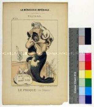 Karikatur auf Charles Cousin-Montauban Comte de Palikao aus der Serie "La Ménagerie Impériale"