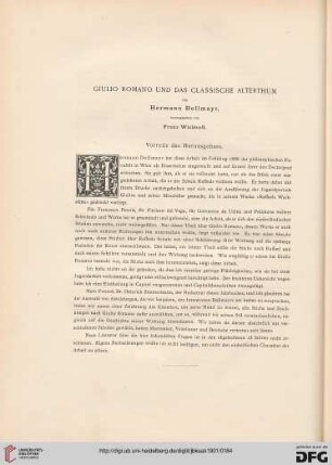 Giulio Romano und das classische Alterthum