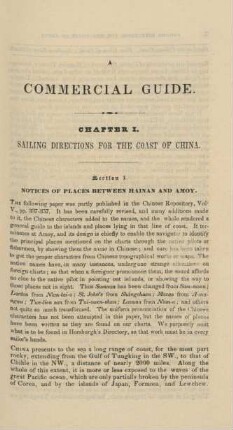 Chapter I. Sailing directions for the coast of China