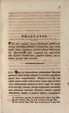 De phthiseos pulmonum tuberculosae pathologia : diss. inaug. med. path.