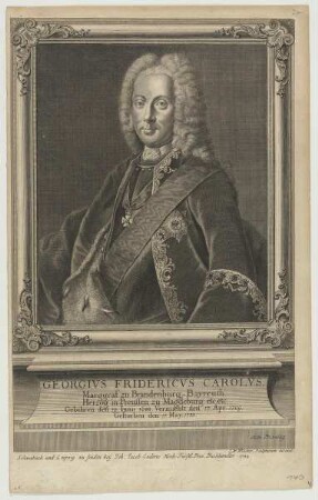 Bildnis des Georgivs Fridericvs Carolvs, Markgraf von Brandenburg-Bayreuth