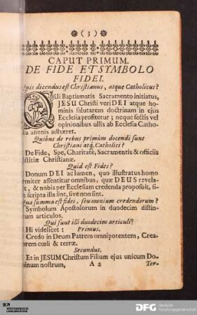 Caput Primum. De Fide Et Symbolo Fidei.