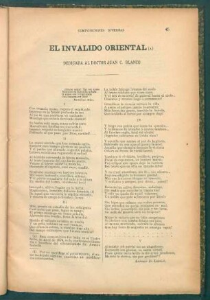 El inválido oriental : Dedicada al doctor Juan C. Blanco