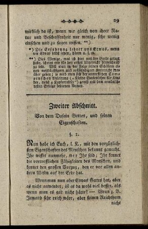 Zweiter Abschnitt. Von dem dasein Gottes, und seinen Eigenschaften.