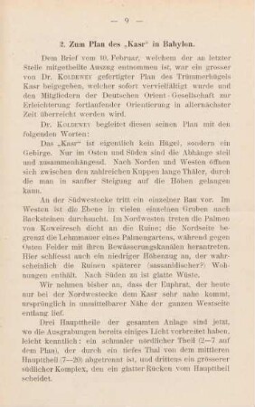 2. Zum Plan des "Kasr" in Babylon