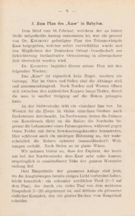 2. Zum Plan des "Kasr" in Babylon