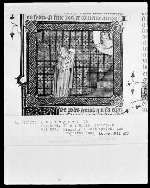 Bible Historiale — Gott spricht zum Propheten Amos, Folio 393verso