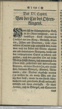 Das XV. Capitel. Von der Cur des Ohrenklingens