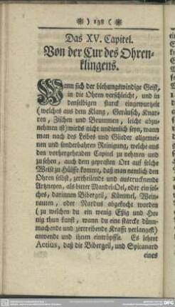 Das XV. Capitel. Von der Cur des Ohrenklingens