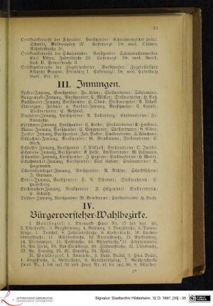 III. Innungen.