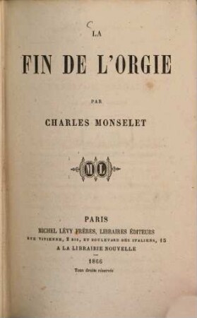 La fin de l'orgie