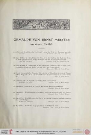 Gemälde von Ernst Meister aus dessen Nachlaß (Nr. 111-124)