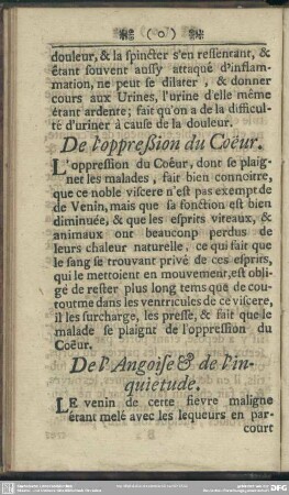 De l´ oppreßion du Coeur