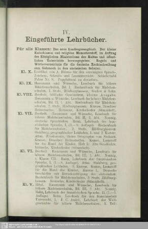 IV. Eingeführte Lehrbücher