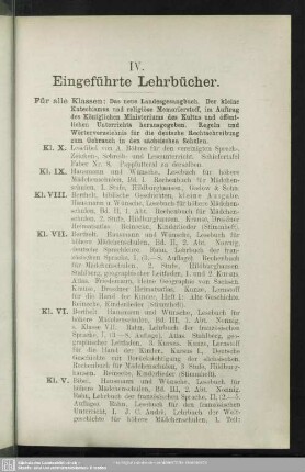 IV. Eingeführte Lehrbücher