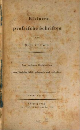 Kleinere prosaische Schriften, 1