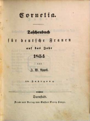 Cornelia : Taschenbuch für deutsche Frauen. 1854 = Jg. 39