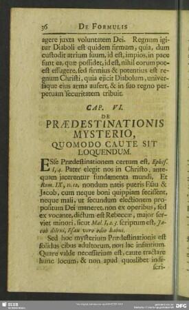 Cap. VI. De Praedestinationis Mysterio, Quomodo Caute Sit Loquendum