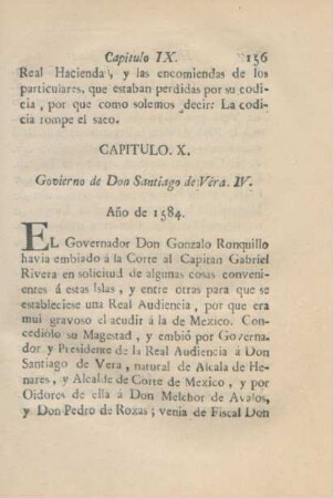 Capitulo. X. Govierno de Don Santiago de Véra. IV.