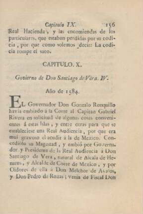 Capitulo. X. Govierno de Don Santiago de Véra. IV.