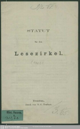 Statut für den Lesezirkel