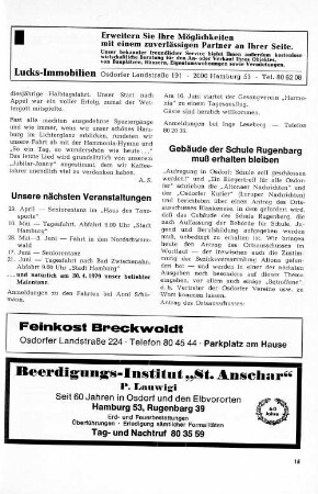 Gebäude der Schule Rugenbarg muß erhalten bleiben
