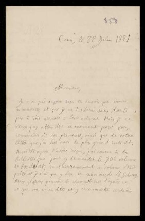 Nr. 2 (= Nr. 353) Brief von Henri Poincaré an Felix Klein. Caen, 22.6.1881