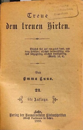 Treue dem treuen Hirten Von Emma Cuno