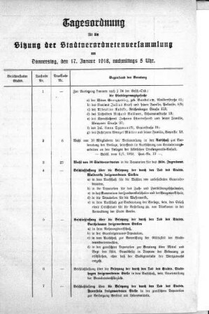 Tagesordnung, 1918/01/17