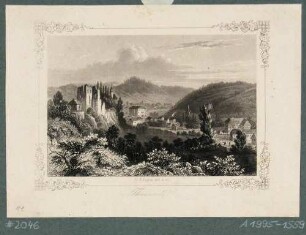 Tharandt, Blick nach Osten mit der Burgruine und dem Schlossteich