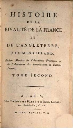 Histoire De La Rivalité De La France Et De L'Angleterre, 2