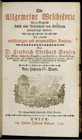 [4] = Bd. 4: Die Allgemeine Welthistorie. . Alte Historie IV. Band.