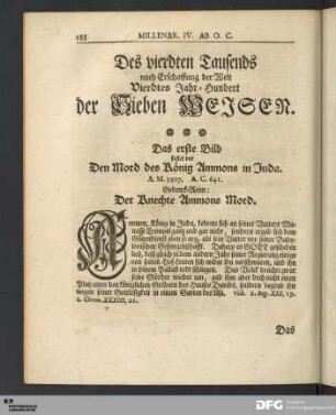 Des vierdten Tausends nach Erschaffung der Welt Vierdtes Jahr-Hundert der Sieben WEISEN.
