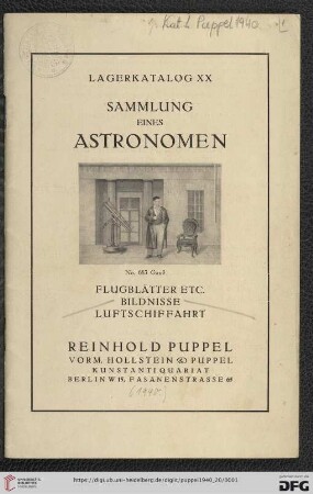 Nr. 20: Lagerkatalog: Sammlung eines Astronomen : Flugblätter etc., Bildnisse, Luftschiffahrt